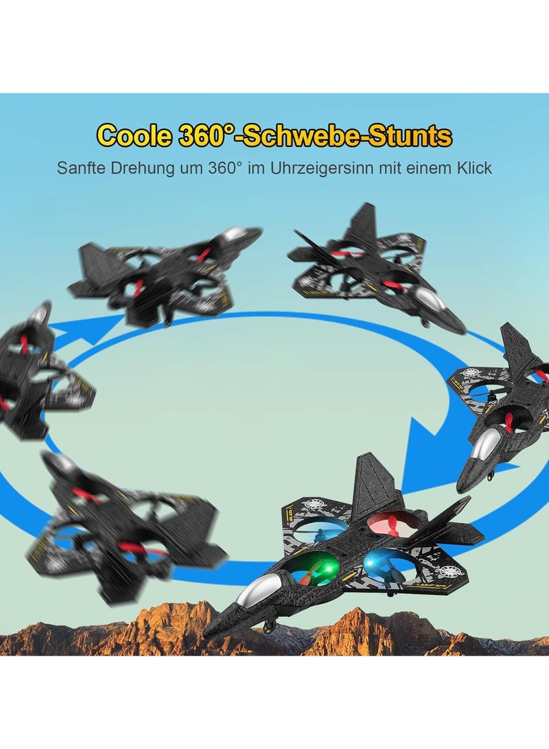 RC Aeroplane 2.4GHz Remote Controlled Floating Fighter Plane Quadcopter, RTF Toy for Beginners, Kids  Adults, with Colored Lights, USB Charging, One-on 3D Roll, and 360° Surround Stunts - Image 2